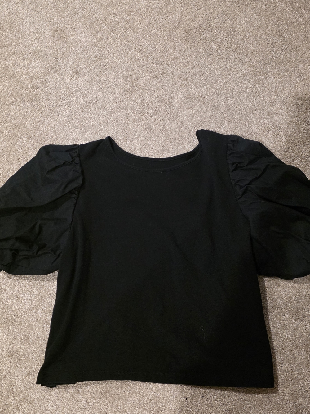 a new day Black Puff-Sleeve Crewneck Top